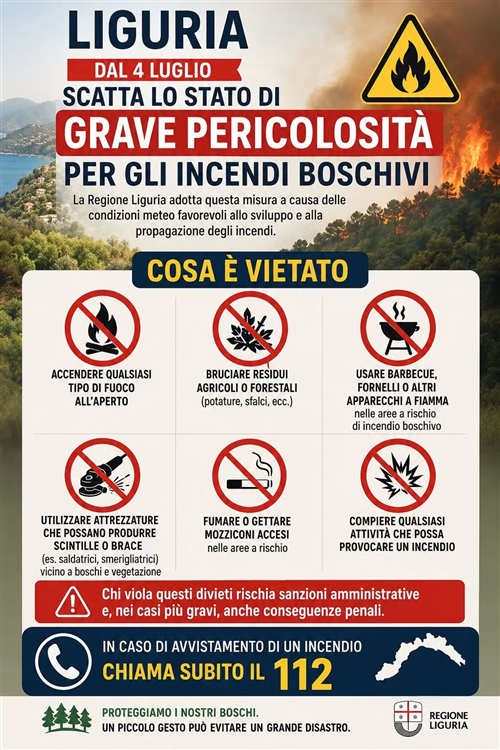 Dichiarazione dello stato di grave pericolosità per gli incendi boschivi
